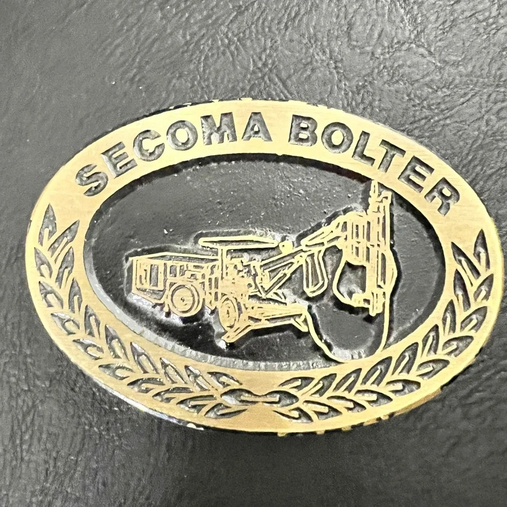 Vintage‎ Dyna Buckle Secoma Bolter Solid Brass Belt Buckle 3.25x2.25 Workwear